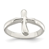 Sterling Silver Vertical Tiny Freeform Cross Ring view 1
