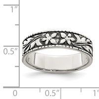 Sterling Silver Antiqued Floral Ring view 4