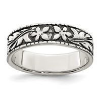 Sterling Silver Antiqued Floral Ring view 1