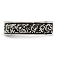 Sterling Silver Polished and Antiqued Filigree Women's Ring view 3