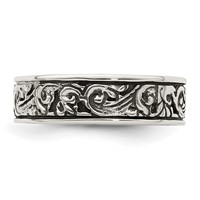 Sterling Silver Polished and Antiqued Filigree Women's Ring view 5