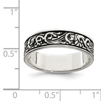 Sterling Silver Polished and Antiqued Filigree Women's Ring view 4