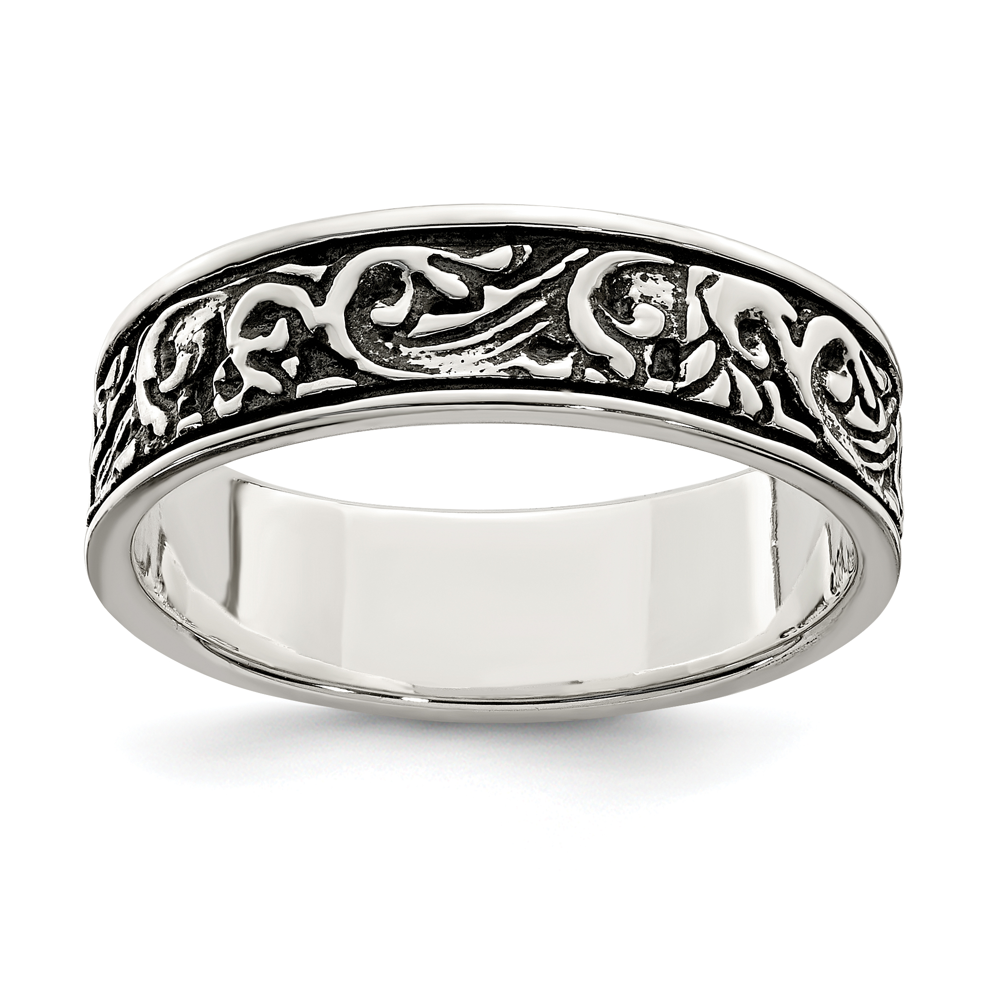 Sterling Silver Polished and Antiqued Filigree Women's Ring (QR6101-6)