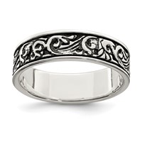 Sterling Silver Polished and Antiqued Filigree Women's Ring view 1