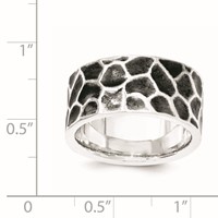 Sterling Silver Polished & Oxidized Hammered Ring view 3