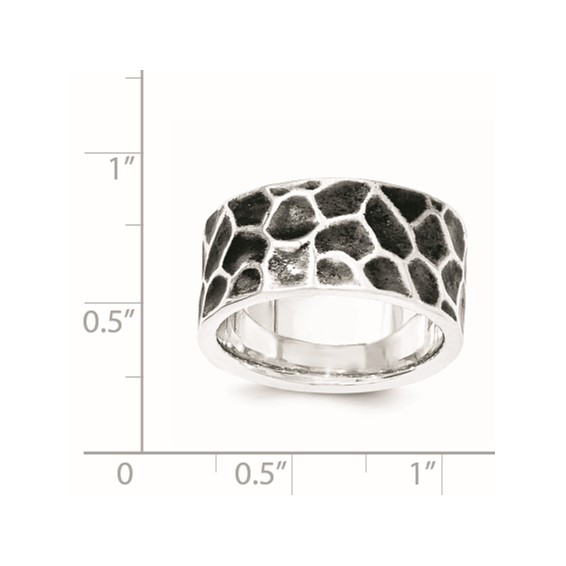 Sterling Silver Polished & Oxidized Hammered Ring