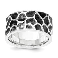 Sterling Silver Polished & Oxidized Hammered Ring view 1