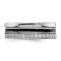 Sterling Silver Rhodium-plated Enameled W CZ Ring Set view 4