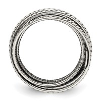 Sterling Silver Antiqued Textured One Piece Spring Ring view 2