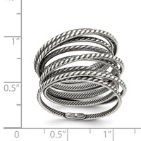 Sterling Silver Antiqued Textured One Piece Spring Ring view 4
