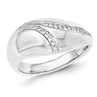 Sterling Silver Polished CZ Dome Ring view 1