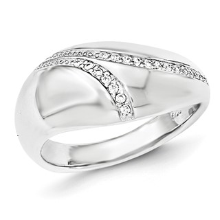 Sterling Silver Polished CZ Dome Ring