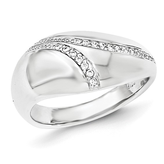 Sterling Silver Polished CZ Dome Ring