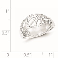 Sterling Silver Polished & Satin CZ Pattern Ring view 3