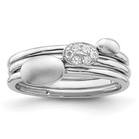 Sterling Silver Rhodium-plated Polished CZ 3 Ring Set view 4