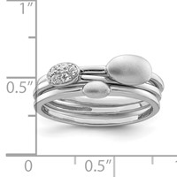 Sterling Silver Rhodium-plated Polished CZ 3 Ring Set view 3