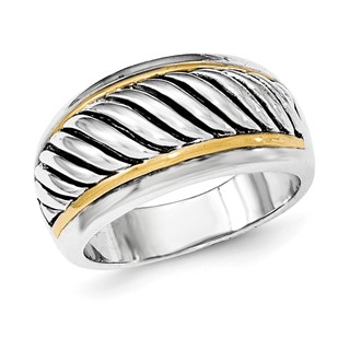 Sterling Silver Gold-tone Antiqued Ring