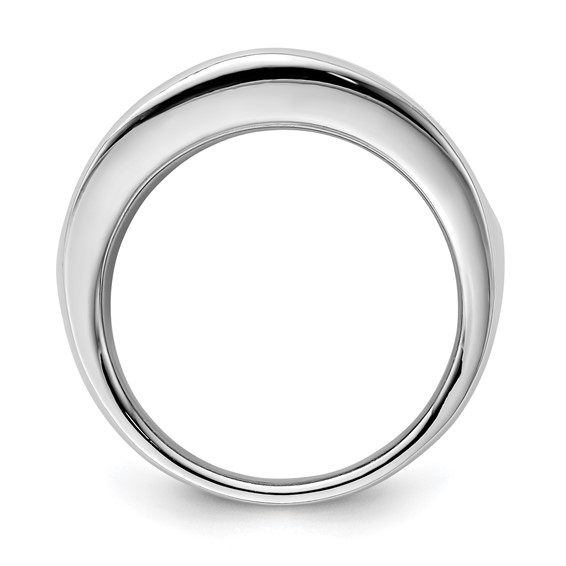 Sterling Silver Rhodium-plated Textured and Polished Ring