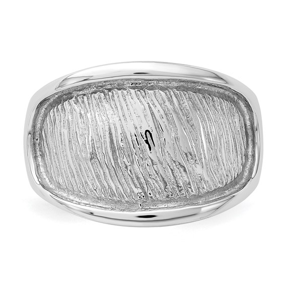 Sterling Silver Rhodium-plated Textured and Polished Ring