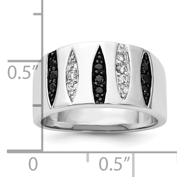 Sterling Silver Black & White CZ Ring