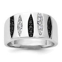 Sterling Silver Black & White CZ Ring view 1