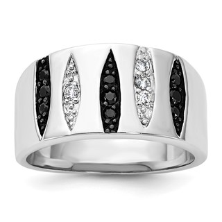 Sterling Silver Black & White CZ Ring
