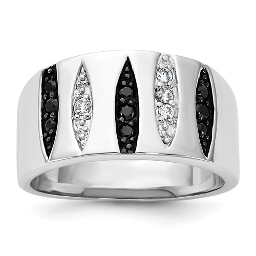 Sterling Silver Black & White CZ Ring