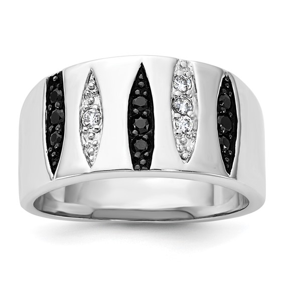 Sterling Silver Black & White CZ Ring