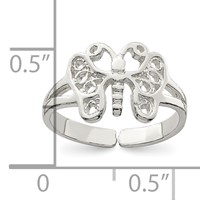 Sterling Silver Butterfly Toe Ring view 3