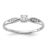 Sterling Silver Rhodium-plated Polished and CZ Ring view 1