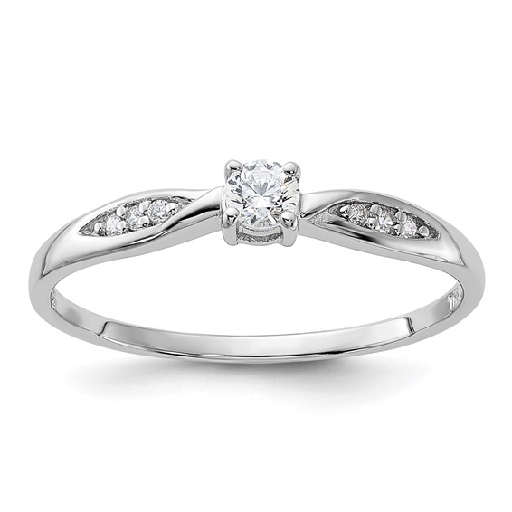 Sterling Silver Rhodium-plated Polished and CZ Ring