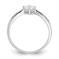 Sterling Silver Rhodium-plated Polished and Square Shaped CZ Ring view 2