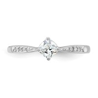 Sterling Silver Rhodium-plated Polished and Square Shaped CZ Ring view 5
