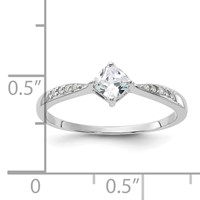 Sterling Silver Rhodium-plated Polished and Square Shaped CZ Ring view 4
