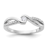 Sterling Silver Rhodium-plated & CZ Ring view 1
