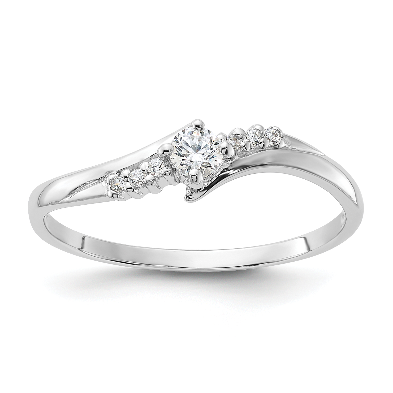 Sterling Silver Rhodium-plated and CZ Ring (QR6156-6)