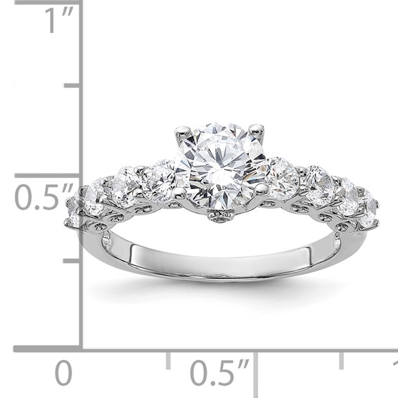 Pure Fire Sterling Silver Rhodium-plated Polished & CZ Ring