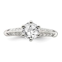 Sterling Silver Polished CZ 6-prong CZ Ring view 5