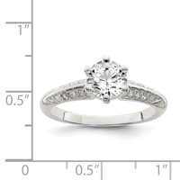 Sterling Silver Polished CZ 6-prong CZ Ring view 4