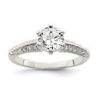 Sterling Silver Polished CZ 6-prong CZ Ring view 1