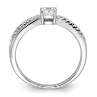 Sterling Silver Rhodium-plated Polished & CZ Ring view 2