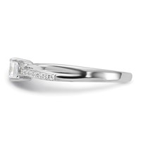 Sterling Silver Rhodium-plated Polished & CZ Ring view 3