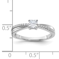Sterling Silver Rhodium-plated Polished & CZ Ring view 4