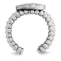 Sterling Silver Rhodium-plated 5-strand Beaded Crystal Ring view 2