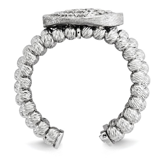 Sterling Silver Rhodium-plated 5-strand Beaded Crystal Ring