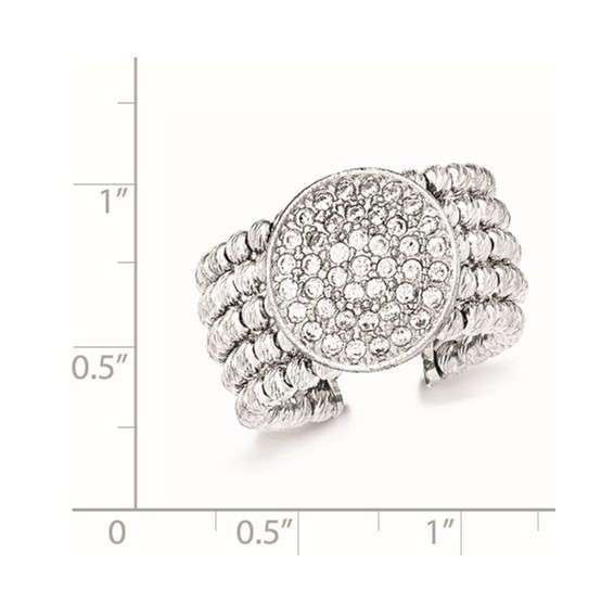 Sterling Silver Rhodium-plated 5-strand Beaded Crystal Ring