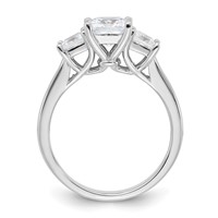 Sterling Silver Rhodium-plated & CZ 3 Stone Ring view 2