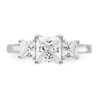 Sterling Silver Rhodium-plated & CZ 3 Stone Ring view 5