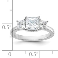 Sterling Silver Rhodium-plated & CZ 3 Stone Ring view 4