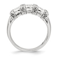 Sterling Silver Polished Rhodium Plating CZ Ring view 2